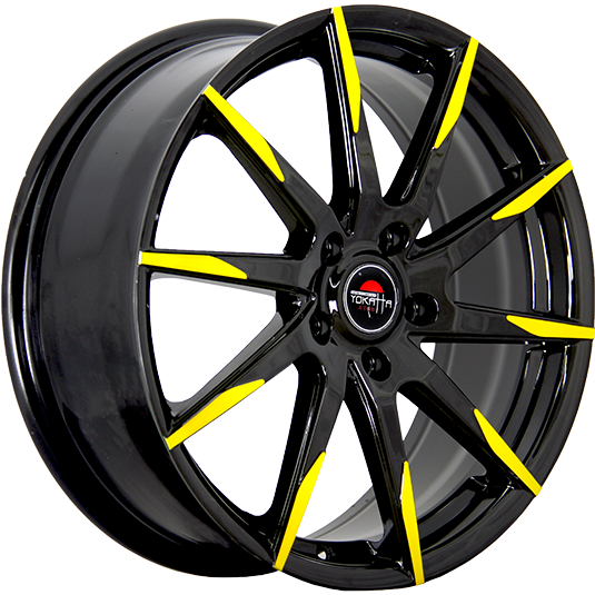 фото диска YOKATTA R15 ET35 DIA58,6 PCD:4/98 черный+желтый
