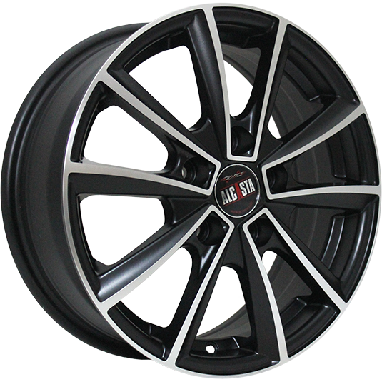 фото диска Alcasta R15 ET43 DIA PCD:5/100 МАТОВЫЙ ЧЕРНЫЙ ПОЛИРОВАННЫЙ