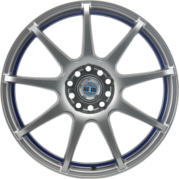 фото диска Alcasta R16 ET39 DIA56,6 PCD:5/105 МАТОВЫЙ ТЕМНО-СЕРЫЙС СИНЕЙ ПОЛОСОЙ ВНУТРИ
