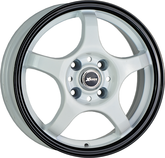 фото диска X-RACE R14 ET49 DIA56,6 PCD:4/100 белый с красной полосой по ободу